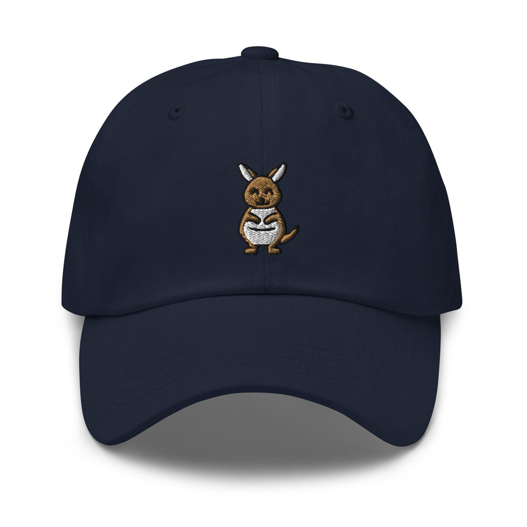 a navy cap with a kangaroo embroidered on the front