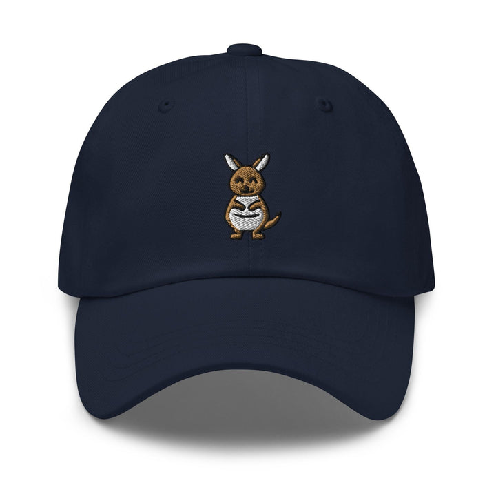 a navy cap with a kangaroo embroidered on the front