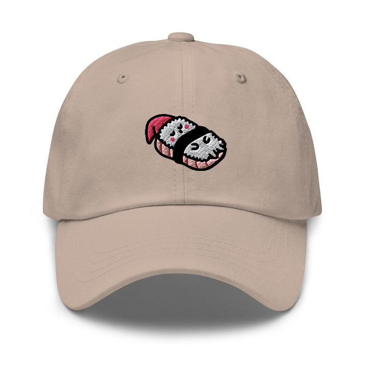 a tan hat with a cartoon character on it