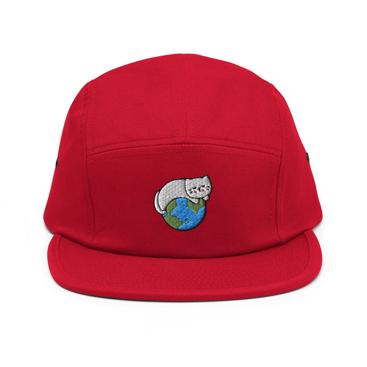 a red hat with a picture of a cat on it