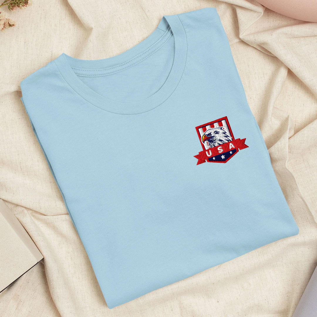a blue shirt with a picture of a dog on it
