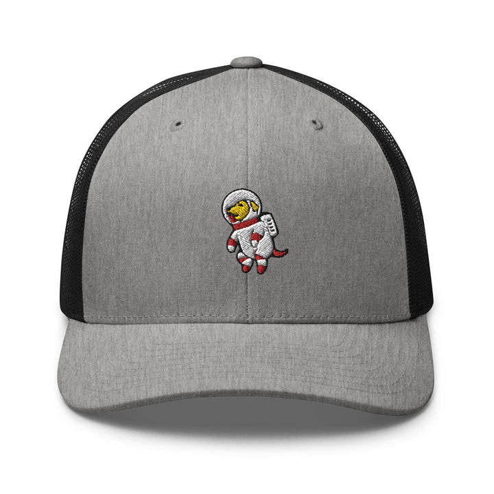 a gray and black hat with a cartoon character on it