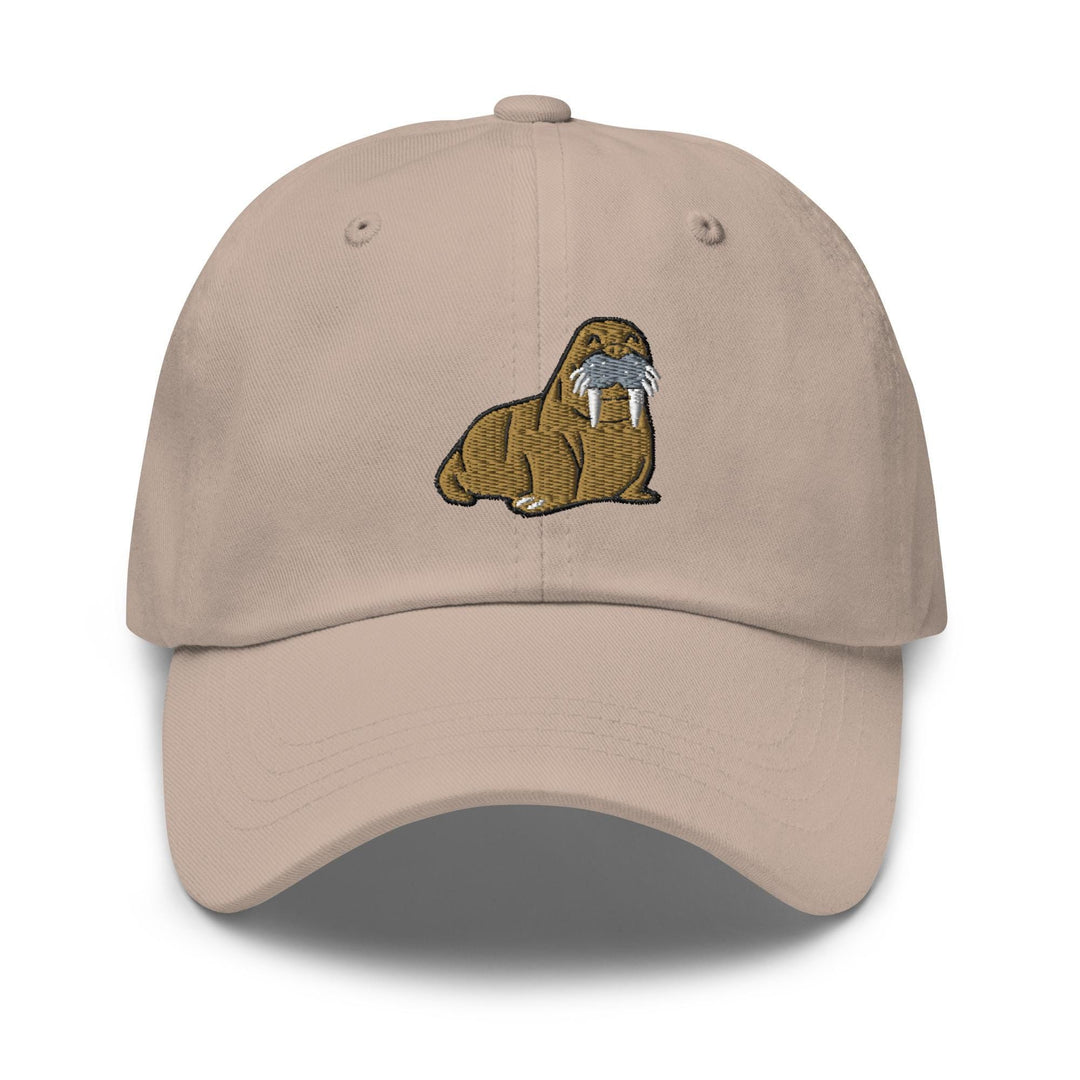 a tan hat with a beaver embroidered on it