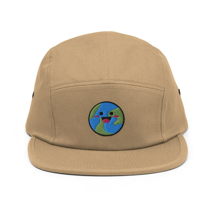 Happy Smiling Earth 5 Panel Camper Cap