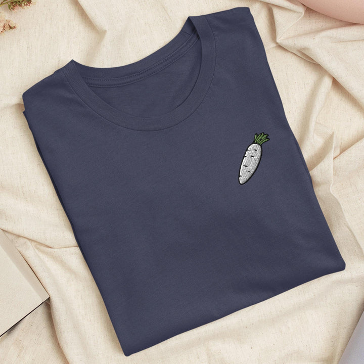 a t - shirt with a picture of a carrot on it