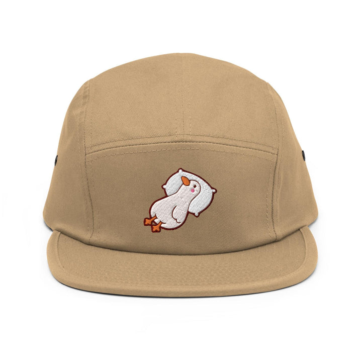 a brown hat with a bear embroidered on it