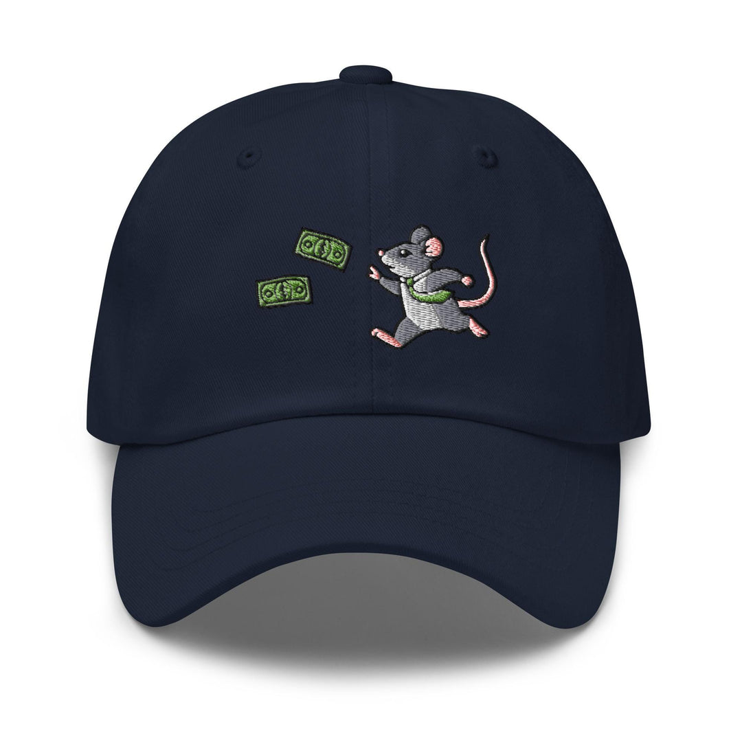 a baseball cap with a cartoon mouse on it