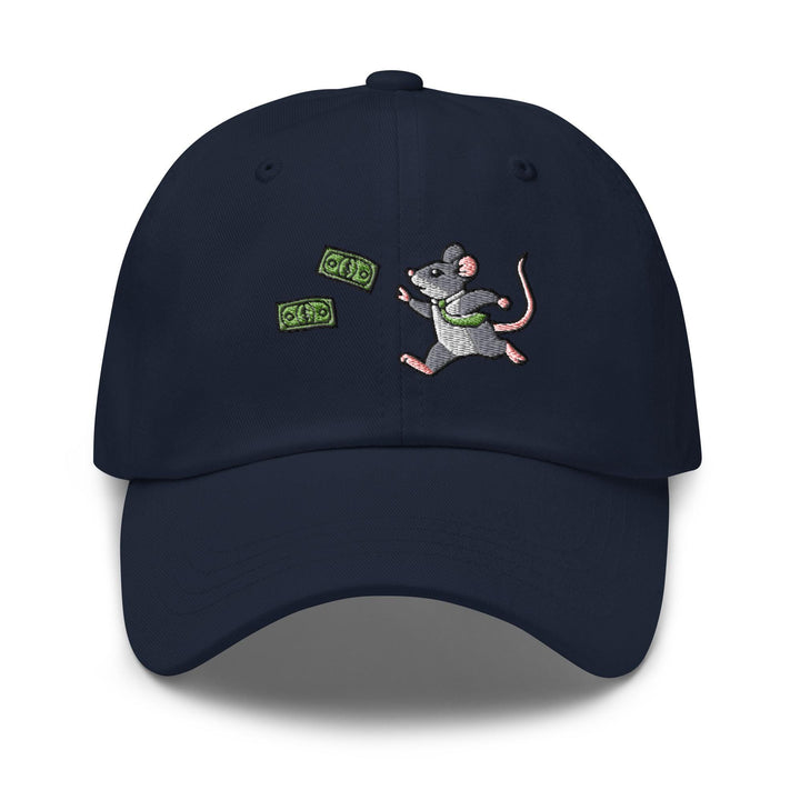 a baseball cap with a cartoon mouse on it