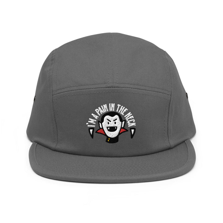 a gray hat with a penguin on it