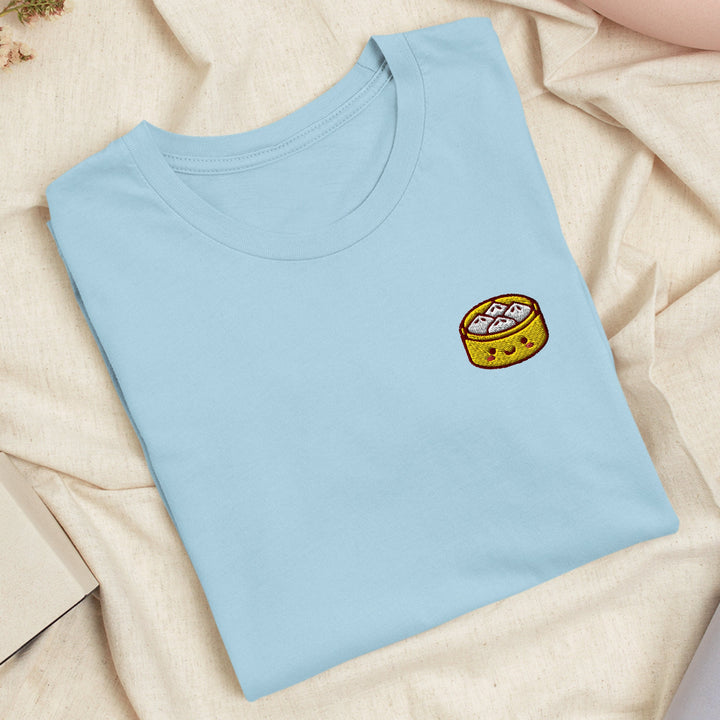 Cute Bun Steamer Embroidered T-shirt