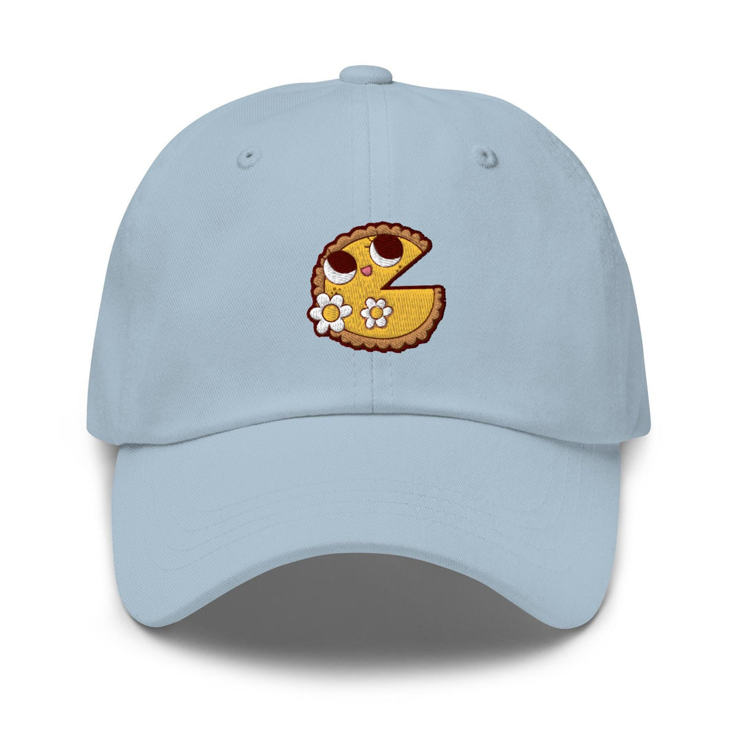 a blue hat with a cartoon character on it