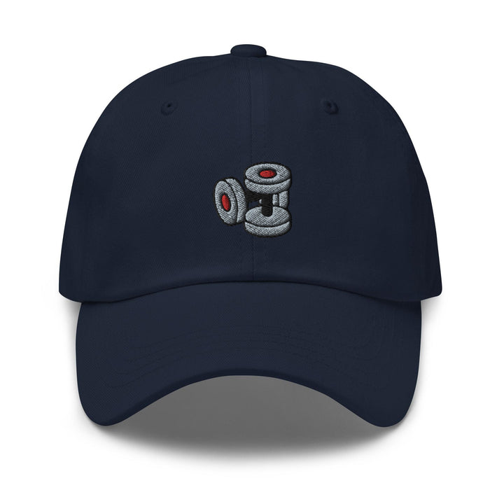 a baseball cap with a camera embroidered on it