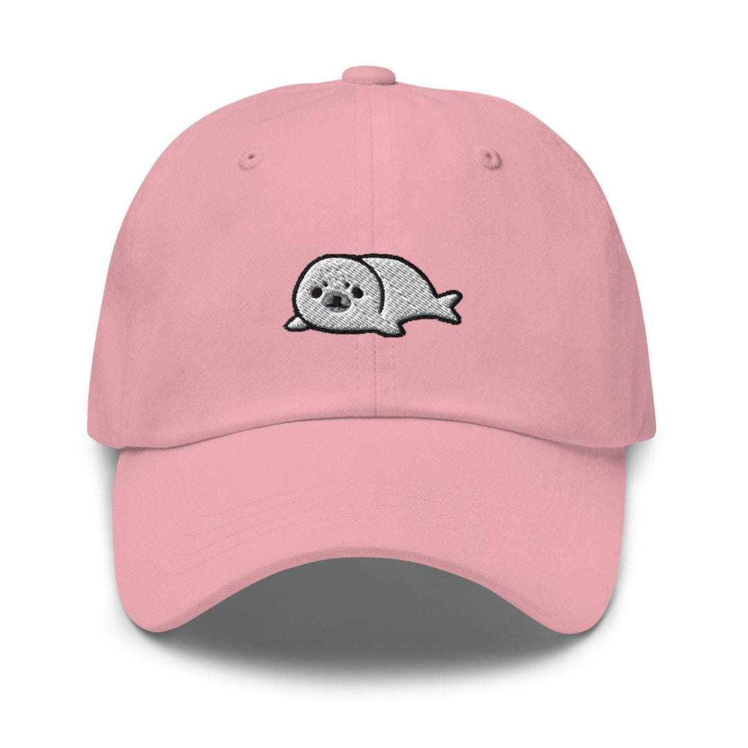 a pink hat with a skull on it
