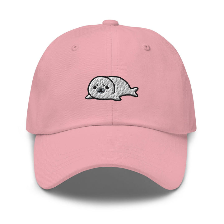 a pink hat with a skull on it