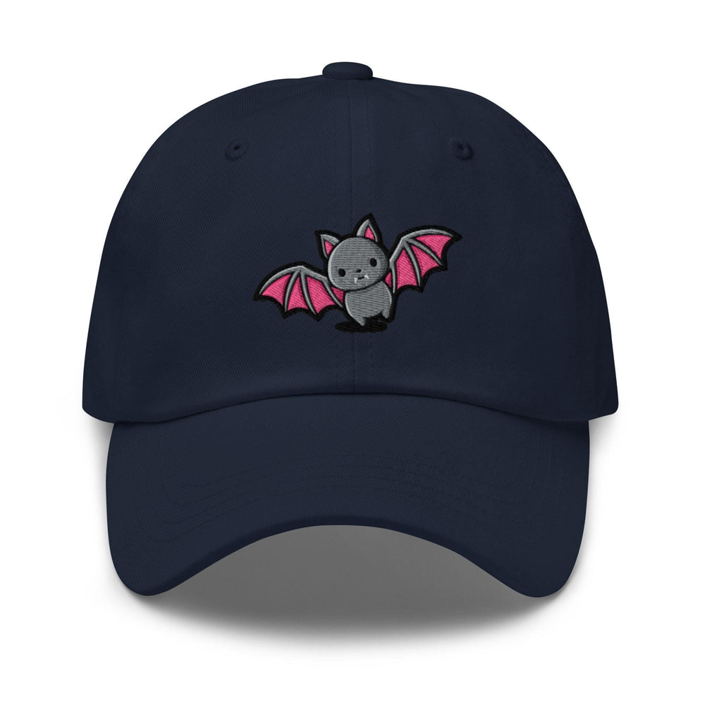 a baseball cap with a bat embroidered on it