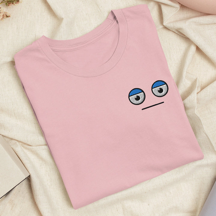 Meh Unamused Face Embroidered T-shirt