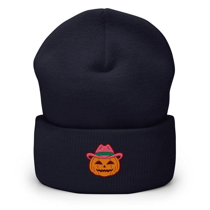 a black hat with a pumpkin on it