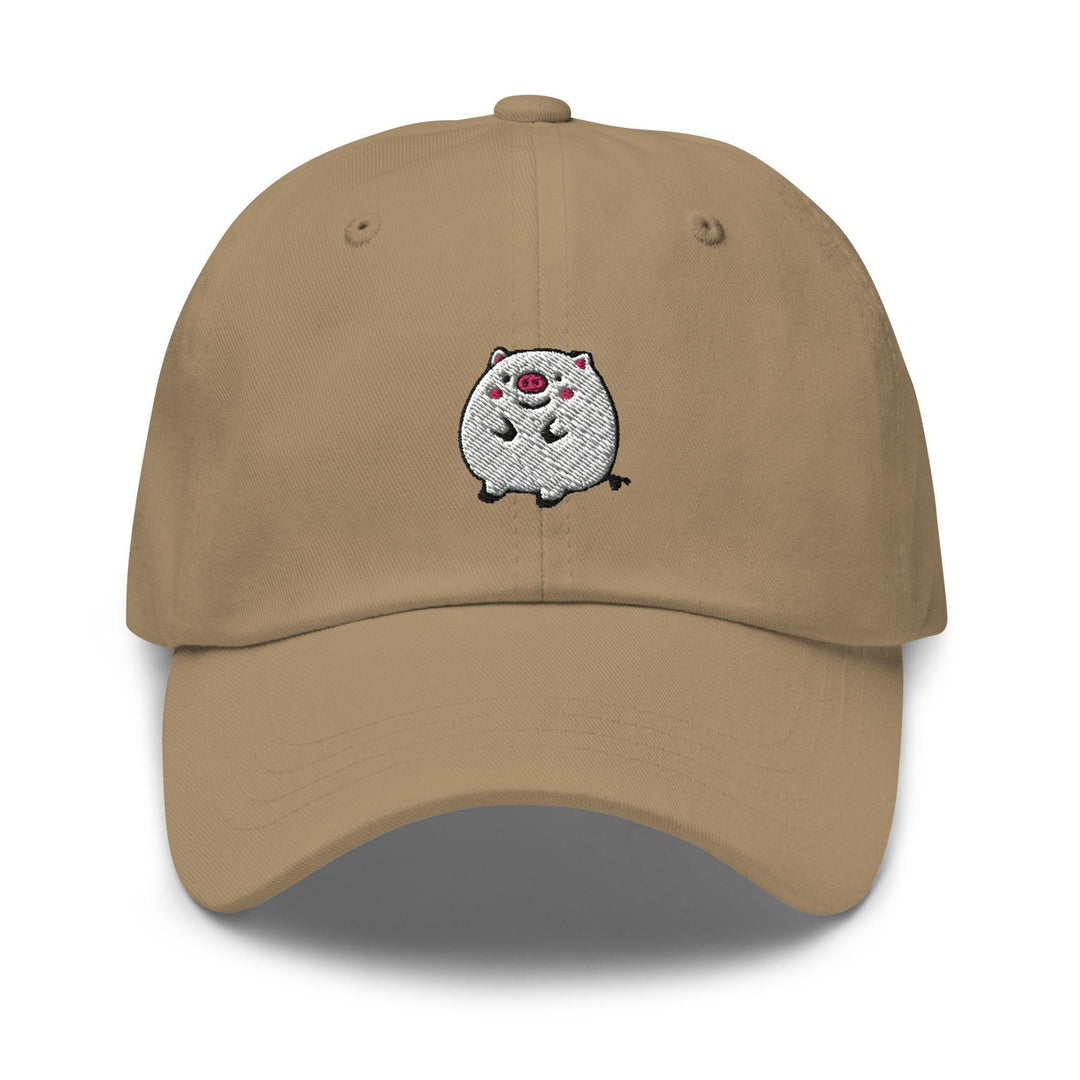 a khaki colored hat with a koala bear embroidered on the front