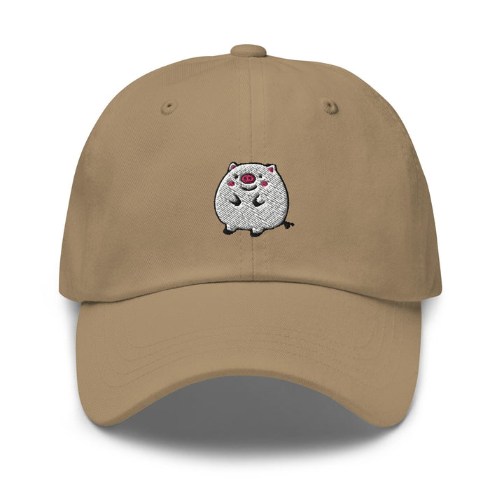 a khaki colored hat with a koala bear embroidered on the front