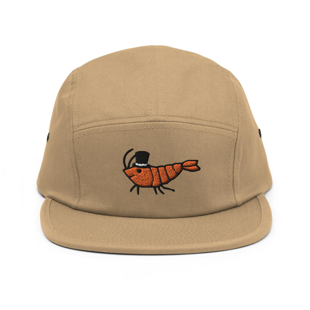 a tan hat with a picture of a bug on it
