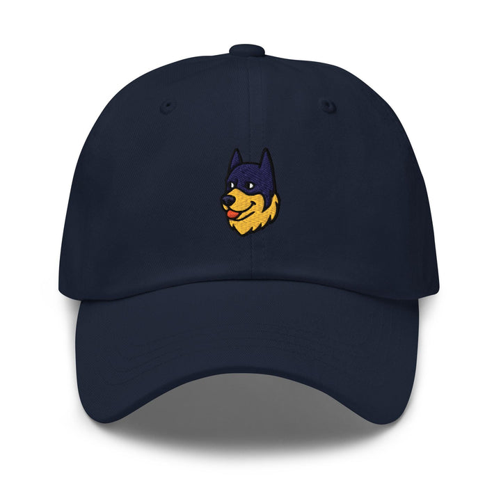a blue hat with a dog&#39;s face on it