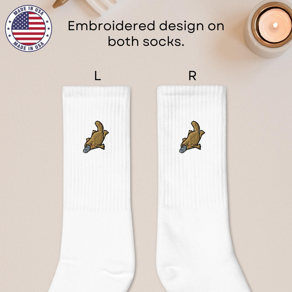 a pair of socks with a picture of a dog on it