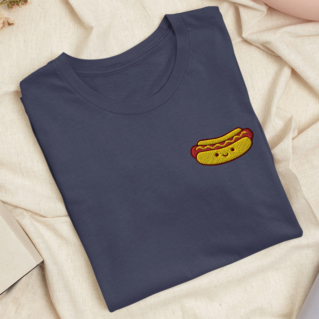 Cute Hot Dog Embroidered T-shirt