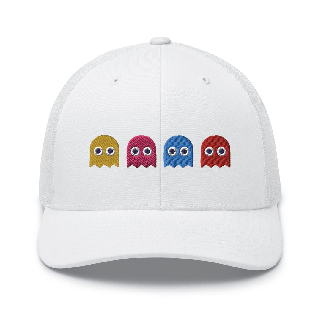 Colorful Retro Arcade Game Ghost Trucker Cap