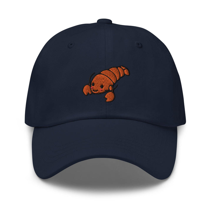 a baseball cap with an orange fish embroidered on it
