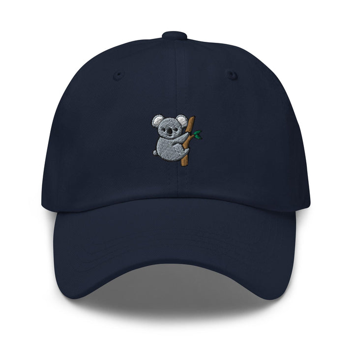 a baseball cap with a koala holding a baseball bat