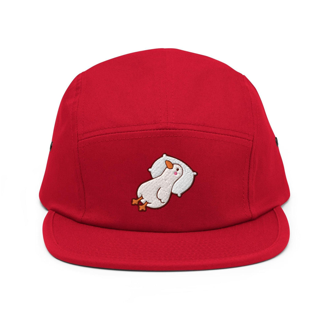 a red hat with a polar bear embroidered on it