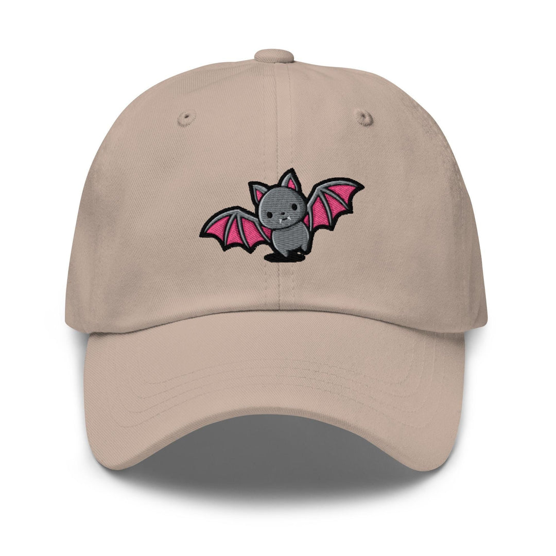 a baseball cap with a bat embroidered on the front