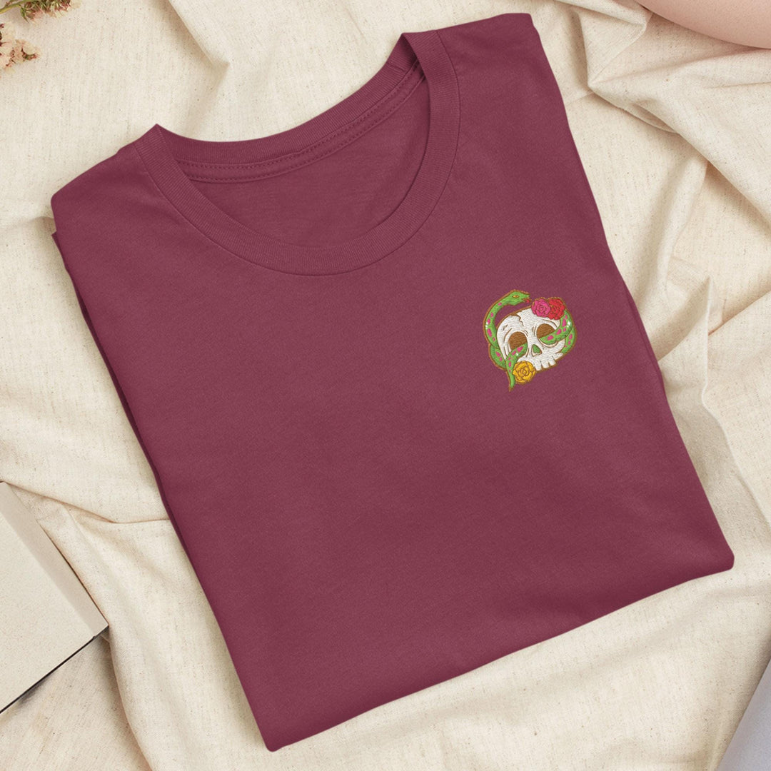 a t - shirt with a picture of a skull on it