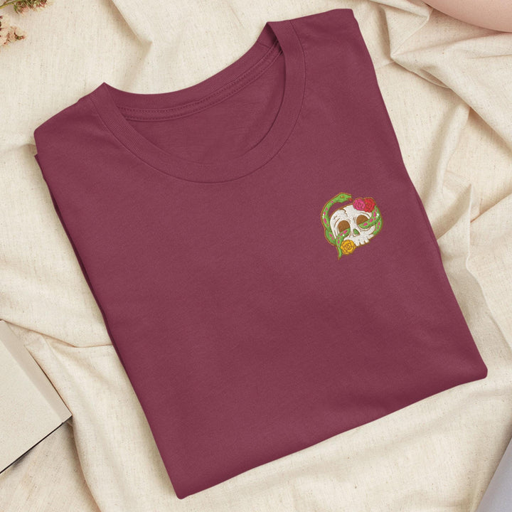 a t - shirt with a picture of a skull on it