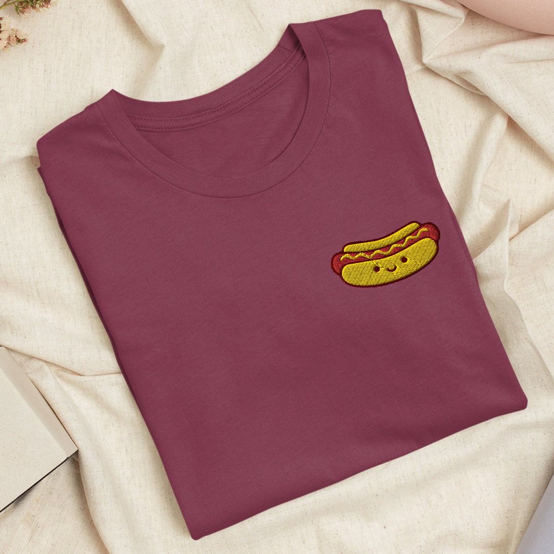 Cute Hot Dog Embroidered T-shirt
