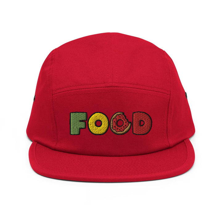 a red hat with the word food on it