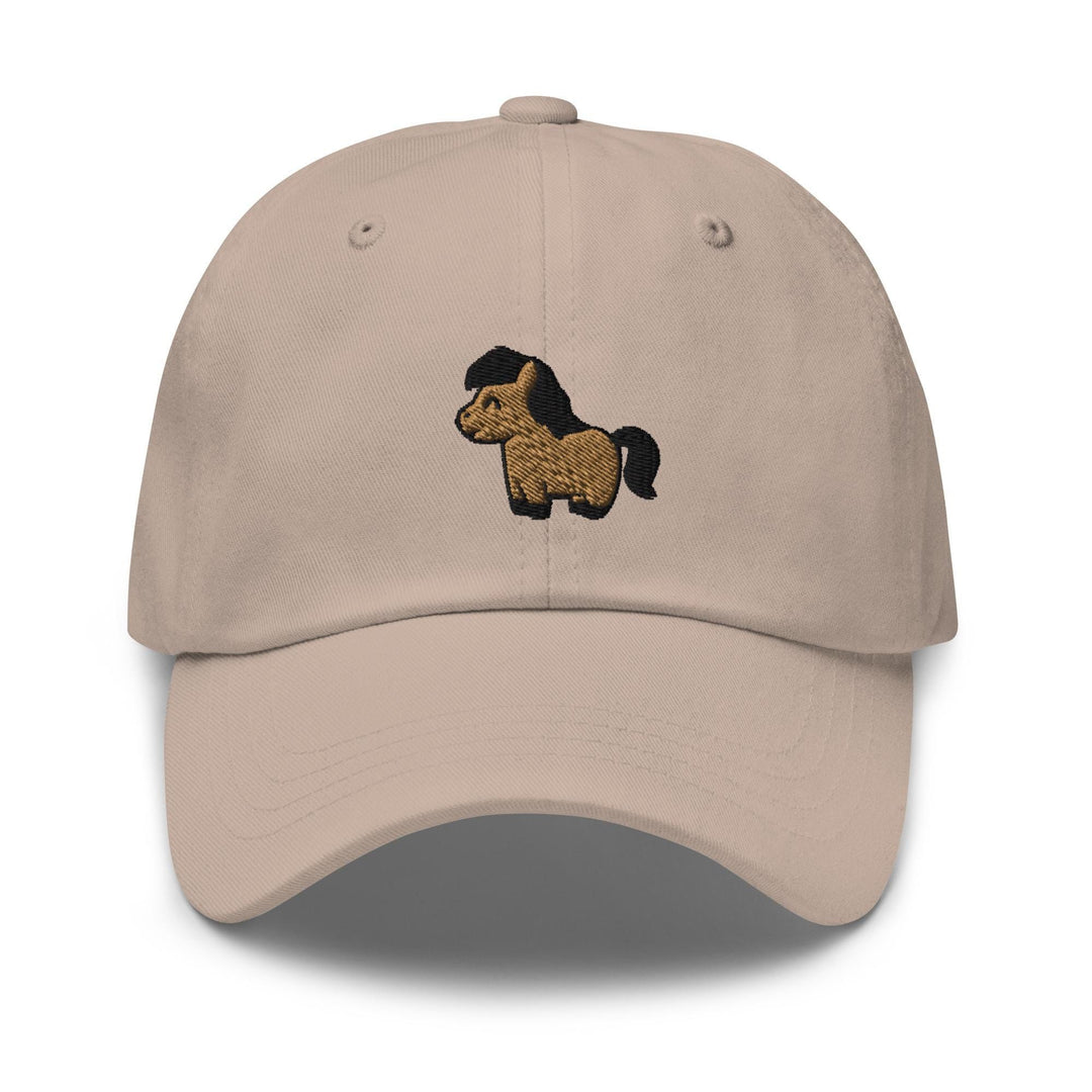 a hat with a dog embroidered on it