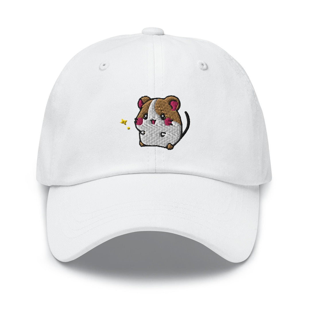 a white hat with a cartoon dog on it