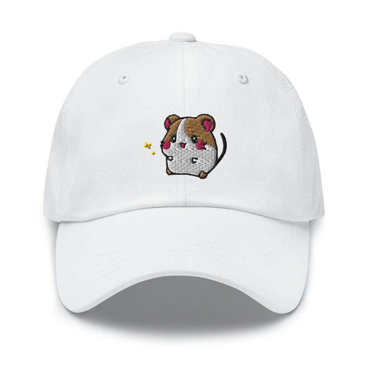 a white hat with a cartoon dog on it