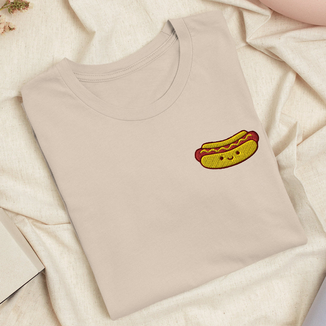 Cute Hot Dog Embroidered T-shirt