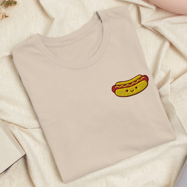 Cute Hot Dog Embroidered T-shirt