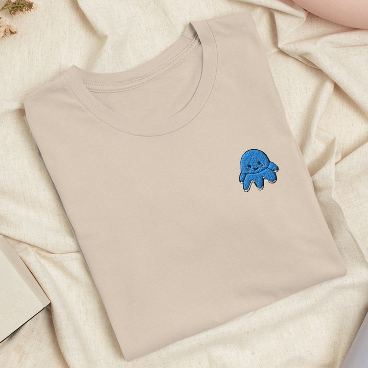 Smiling Plush Octopus Embroidered T-shirt