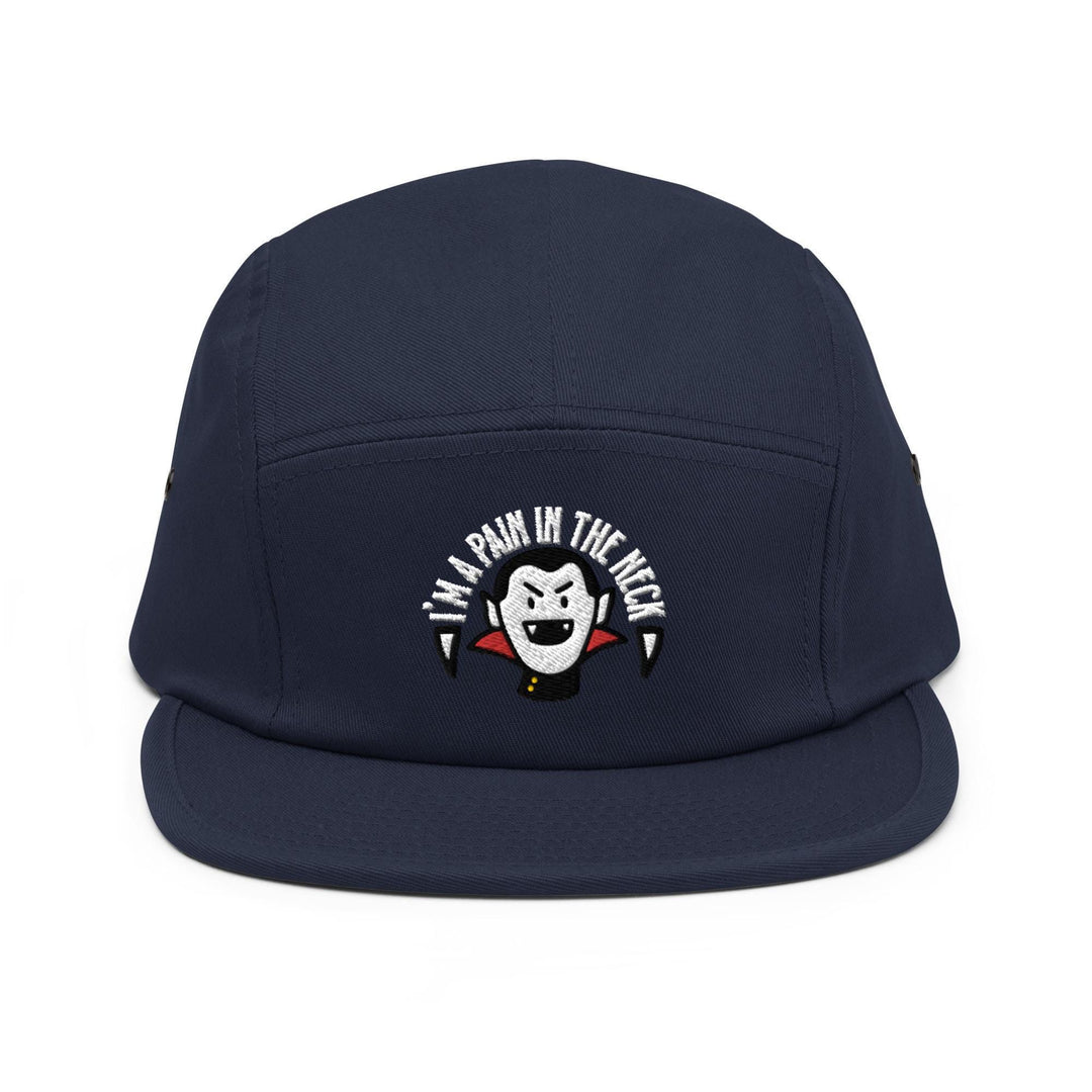 a blue hat with a cartoon character on it