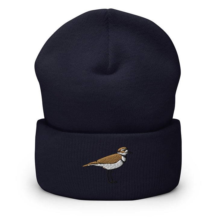 a blue hat with a bird embroidered on it