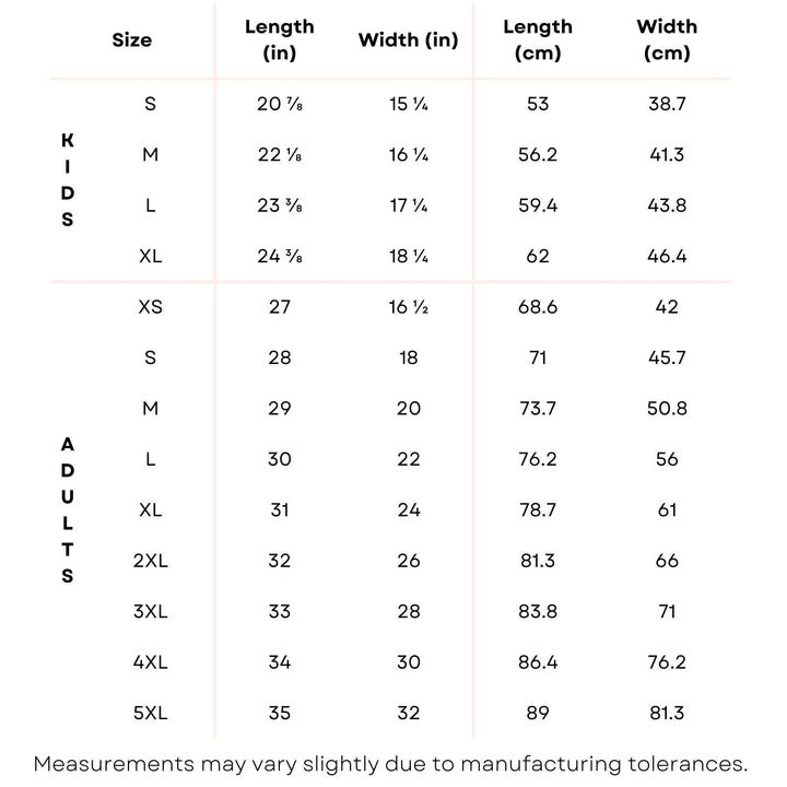 a table with measurements for different sizes of shoes
