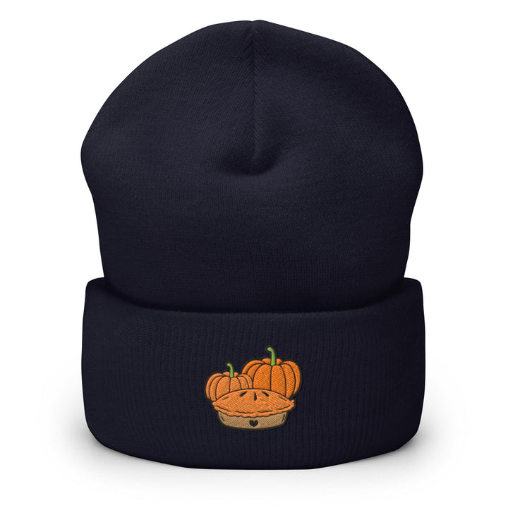 a beanie with a picture of a pumpkin in a basket