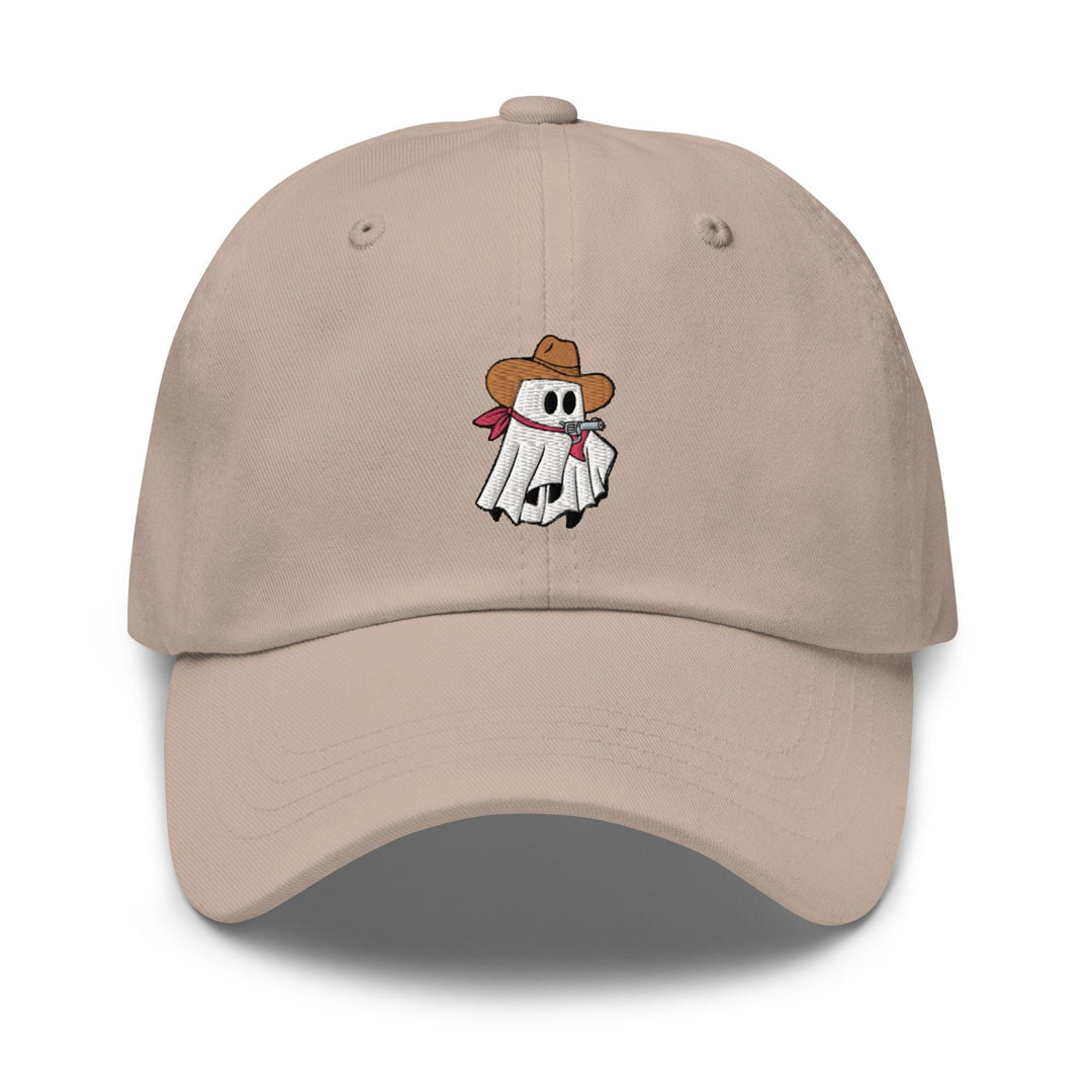 a tan hat with a cartoon character on it