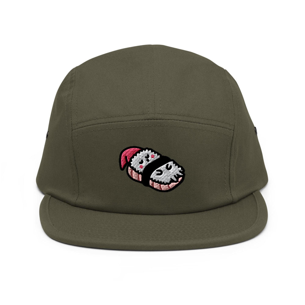 a green hat with a cartoon character on it