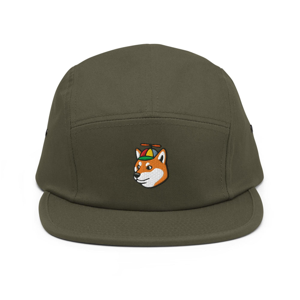 a green hat with a fox embroidered on it