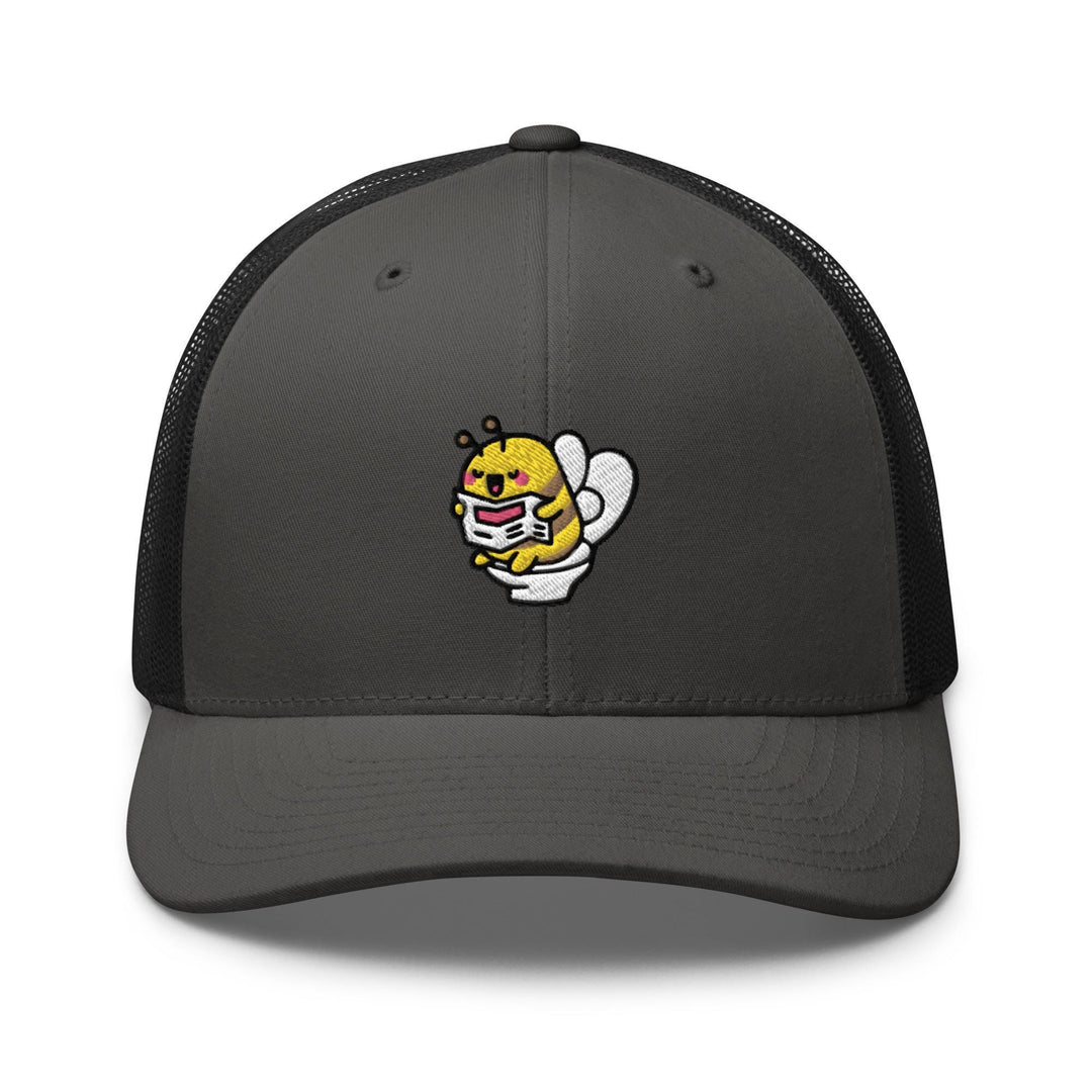 a gray and black hat with a cartoon character on it